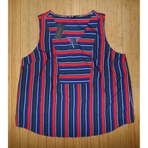 NWT WOMENS TOMMY HILFIGER TANK TOP BLOUSE / SHIRT~NAVY W/‎ STRIPES~XXL